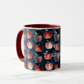Blaue Rote Äpfel Bester Lehrer oder personalisiere Tasse (Vorderseite Links)