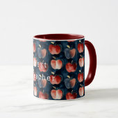 Blaue Rote Äpfel Bester Lehrer oder personalisiere Tasse (VorderseiteRechts)