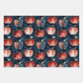 Blaue rote Äpfel Geschenkpapier Set (Vorderseite)