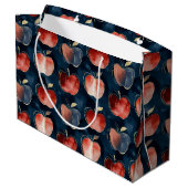 Blaue rote Äpfel Große Geschenktüte (Rückseite Schrägansicht)