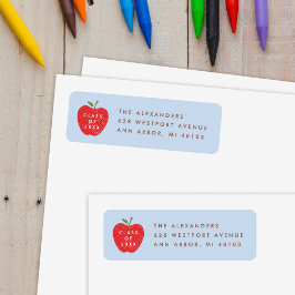 Blaue rote Apfel Vorschule Abschluss Adressetikett