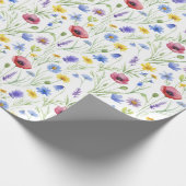 Blaue rote Aquarell-Wildblume Geschenkpapier (Ecke)