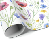 Blaue rote Aquarell-Wildblume Geschenkpapier (Rolleneckpunkt)
