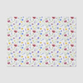 Blaue rote Aquarell-Wildblume Seidenpapier (Vorderseite)