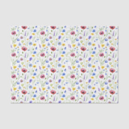 Blaue rote Aquarell-Wildblume Seidenpapier