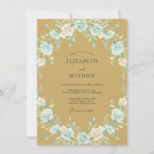 Blaue Röte Blumen Hochzeit Romantik Einladung