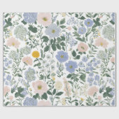 Blaue Röte Cottagecore Wildblume Geschenkpapier (Flach)