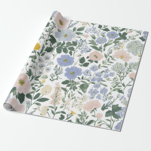 Blaue Röte Cottagecore Wildblume Geschenkpapier