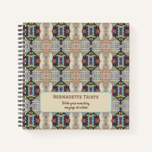 Blaue rote Creme Geometrie Nahtloses Muster Notizblock