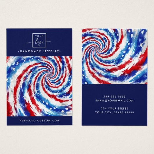 Blaue, rote gefärbte Krawatte wirbeln Ohrring-Graf (Vorne & Hinten)