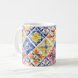 Blaue Rote Gelbe Florale Abstrakte Cinco de Mayo Kaffeetasse