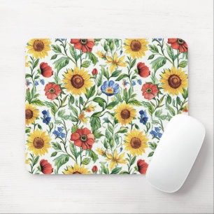 Blaue Rote Gelbe Sonnenblumen Italienisch Floral Mousepad