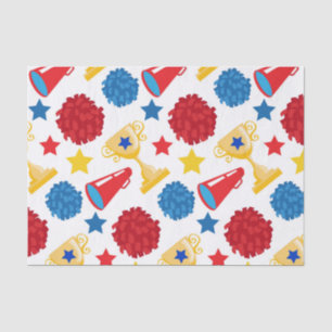Blaue Rote Gelbe Sterne Cheerleader Megaphon Pom Seidenpapier