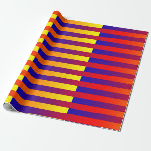 Blaue Rote Gelbe Streifen Geschenkpapier