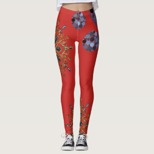 blaue rote goldene lange Leggings