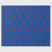 Blaue rote Herzen romantisch minimal Geschenkpapier (Flach)