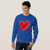 blaue rote Herzen Valentinstag Sweatshirt (Vorne ganz)