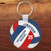 Blaue rote Jungs Name w Mannschaft färbt Volleybal Schlüsselanhänger (Vorderseite)