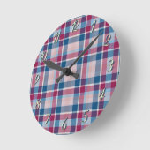 Blaue rote klassische Karos Runde Wanduhr (Winkel)