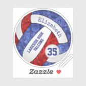 Blaue rote Mädchen Volleyball-Schule Maskottchen N Aufkleber (Blatt)