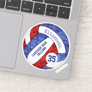 Blaue rote Mädchen Volleyball-Schule Maskottchen N Aufkleber