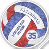 Blaue rote Mädchen Volleyball-Schule Maskottchen N Aufkleber (Vorderseite)