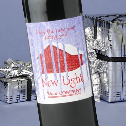 Blaue, rote Schneekabine Weihnachtsweinmarke Weinetikett