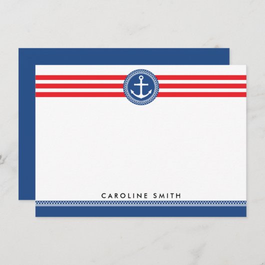 Blaue rote Streifen für den nautischen Anker - Not Mitteilungskarte (Vorne/Hinten)