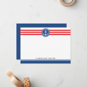 Blaue rote Streifen für den nautischen Anker - Not Mitteilungskarte (Vorderseite/Rückseite Beispiel)