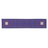 Blaue rote Tartan-Monogramm  Kurzer Tischläufer (Horizontal)