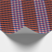 Blaue, rote und cremefarbene Streifen Geschenkpapier (Ecke)