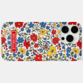 Blaue rote und gelbe Ditsy-Blumen monogrammiert Case-Mate iPhone Hülle (Rückseite (Horizontal))