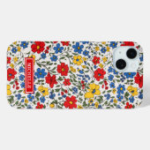 Blaue, rote und gelbe Ditsy-Blumen monogrammiert Case-Mate iPhone Hülle (Rückseite (Horizontal))