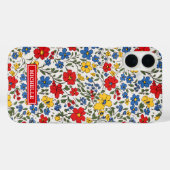 Blaue, rote und gelbe Ditsy-Blumen monogrammiert Case-Mate iPhone Hülle (Rückseite (Horizontal))