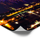 Blaue, rote und goldene Feuerwerkskörper Poster (Ecke)