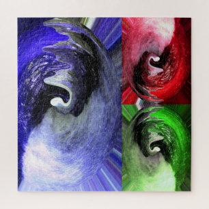 Blaue, rote und grüne Planeten Kunst Puzzle