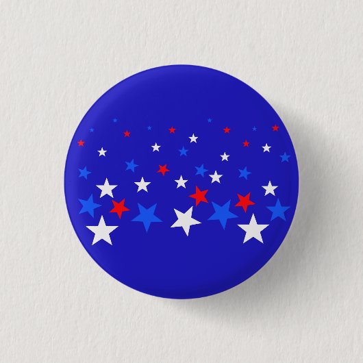 Blaue, rote und weiße Sternmuster Button (Vorderseite)