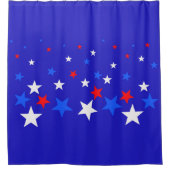 Blaue, rote und weiße Sternmuster Duschvorhang (Vorderseite)