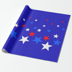 Blaue, rote und weiße Sternmuster Geschenkpapier