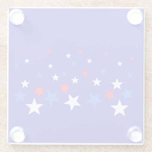 Blaue, rote und weiße Sternmuster Glasuntersetzer (Rückseite)