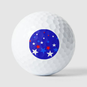 Blaue, rote und weiße Sternmuster Golfball
