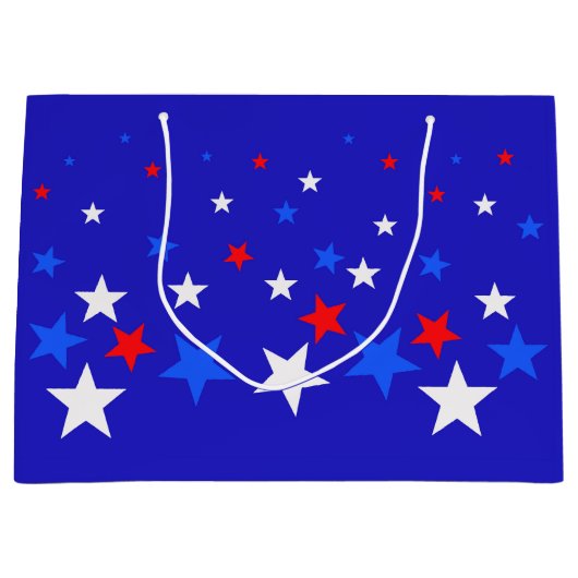 Blaue, rote und weiße Sternmuster Große Geschenktüte (Vorderseite)
