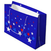 Blaue, rote und weiße Sternmuster Große Geschenktüte (Vorderseite Schrägansicht)
