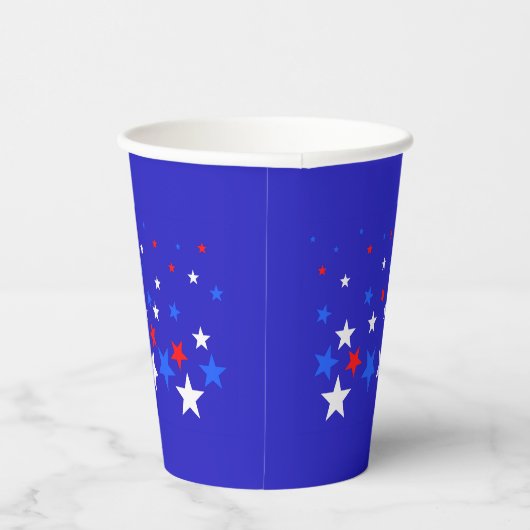 Blaue, rote und weiße Sternmuster Pappbecher (Rechts)