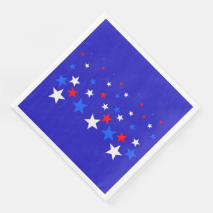 Blaue, rote und weiße Sternmuster Serviette