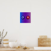 Blaue rote Wahlknöpfe Gradient Gaming-Wandkunst Poster (Küche)