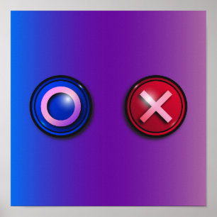 Blaue rote Wahlknöpfe Gradient Gaming-Wandkunst Poster
