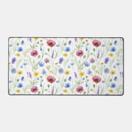 Blaue Rotwasserfarbe Wildblume Schreibtischunterlage