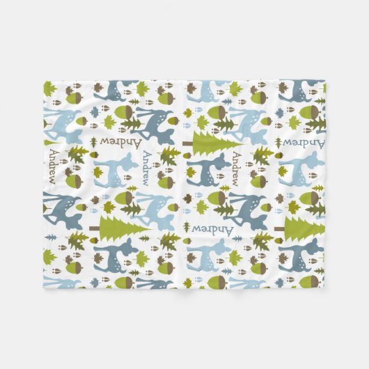 Blaue Rotwild personalisiert Fleecedecke (Vorderseite (Horizontal))