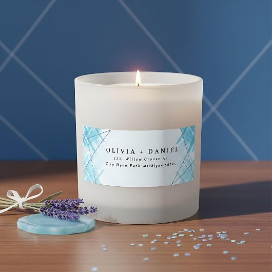 Blaue Rücksendebezeichnung für moderne geometrisch